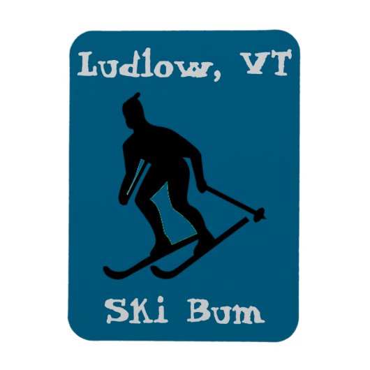 Ludlow, VT Icy Ski Bum (Hardpack Vermont Skiing) Magnet (Vertikal)