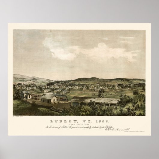 Ludlow, VT Panorama Karte - 1859 Poster (Vorne)