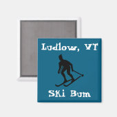 Ludlow, VT Vermont Ski Bum (Grünes Bergskifahren) Magnet (Vorderseite/Rückseite)