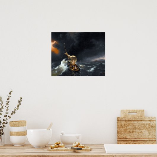 Ludolf Backhuysen Christ im Sturm am Meer Poster (Küche)