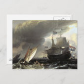 Ludolf Bakhuizen Niederländische Schiffe auf stürm Postkarte (Vorne/Hinten)