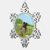 Ludwig die Leonberger Welpen-Weihnachtsverzierung Schneeflocken Zinn-Ornament (Rechts)