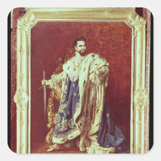 Ludwig II 1887 Quadratischer Aufkleber (Vorderseite)