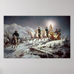 Ludwig II von Bayern Sleighing nachts Poster