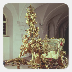 Ludwig II. wurde 1872-80 von Staat-Schlitten erbau Quadratischer Aufkleber