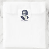 Ludwig van Beethoven, blau Quadratischer Aufkleber (Tasche)