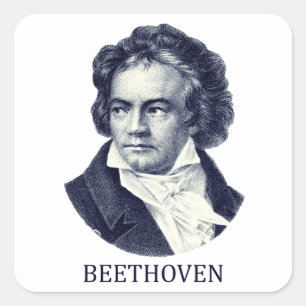 Ludwig van Beethoven, blau Quadratischer Aufkleber