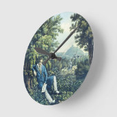 Ludwig van Beethoven by a River (coloured engravin Runde Wanduhr (Winkel)