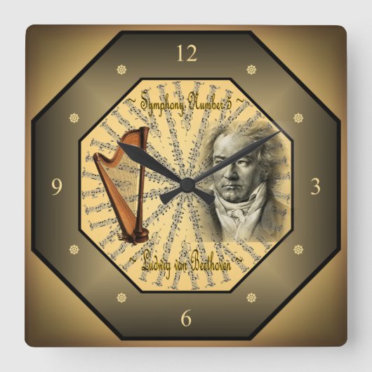 Ludwig van Beethoven ~ Deutscher Komponist ~ Piani Quadratische Wanduhr (Vorderseite)