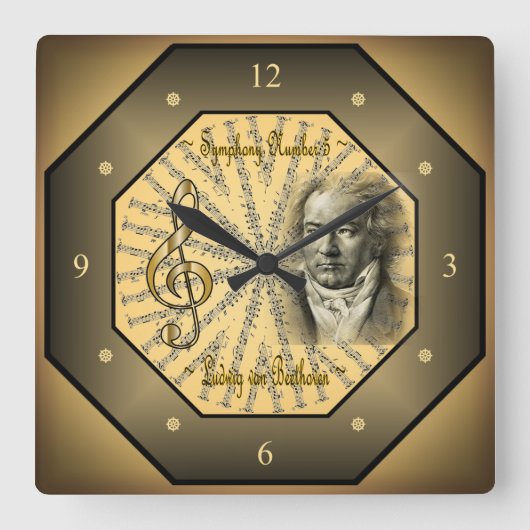 Ludwig van Beethoven ~ Deutscher Komponist ~ Piani Quadratische Wanduhr (Vorderseite)