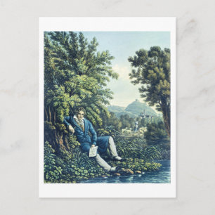 Ludwig van Beethoven durch einen Fluss (farbige Gr Postkarte