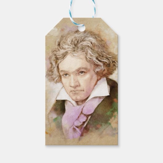 Ludwig van Beethoven im Aquarell Stil Geschenkanhänger (Vorderseite)