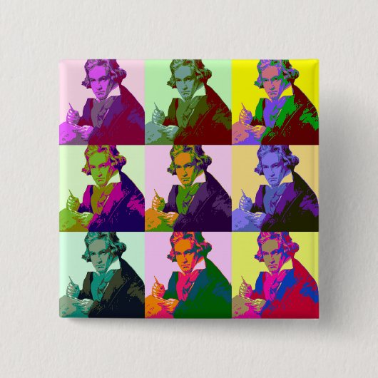 Ludwig Van Beethoven Pop Art Button (Vorderseite)