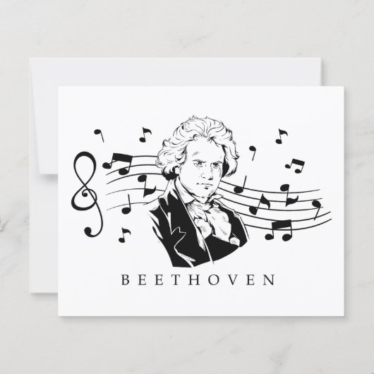 Ludwig van Beethoven Portrait and Bust with Notes (Rückseite)