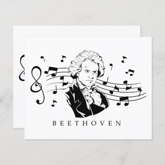 Ludwig van Beethoven Portrait and Bust with Notes (Vorne/Hinten)