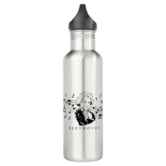 Ludwig van Beethoven Portrait and Bust with Notes Edelstahlflasche (Links)