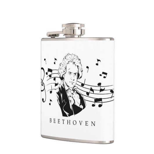 Ludwig van Beethoven Portrait and Bust with Notes Flachmann (Links)