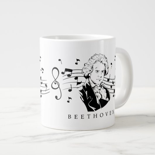 Ludwig van Beethoven Portrait and Bust with Notes Jumbo-Tasse (Vorderseite Rechts)