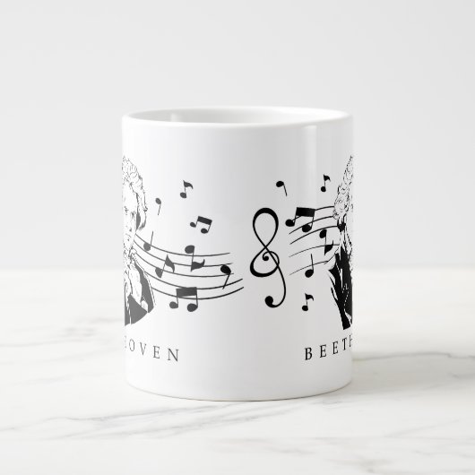 Ludwig van Beethoven Portrait and Bust with Notes Jumbo-Tasse (Vorderseite)