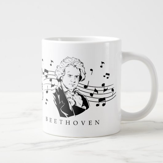 Ludwig van Beethoven Portrait and Bust with Notes Jumbo-Tasse (Rechts)