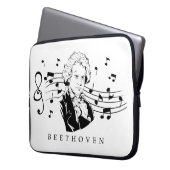 Ludwig van Beethoven Portrait and Bust with Notes Laptopschutzhülle (Vorderseite Links)