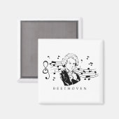 Ludwig van Beethoven Portrait and Bust with Notes Magnet (Vorderseite/Rückseite)