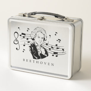 Ludwig van Beethoven Portrait and Bust with Notes Metall Brotdose