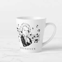Ludwig van Beethoven Portrait and Bust with Notes Milchtasse