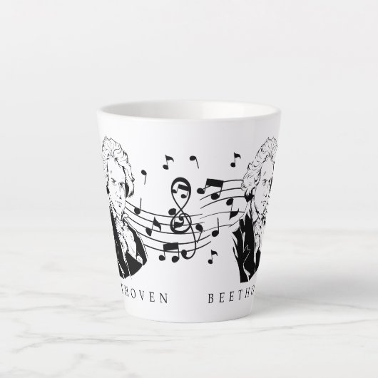 Ludwig van Beethoven Portrait and Bust with Notes Milchtasse (Vorderseite)