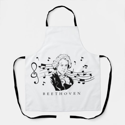Ludwig van Beethoven Portrait and Bust with Notes Schürze (Vorderseite)