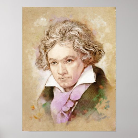 Ludwig van Beethoven Portrait im Aquarell Style Poster (Vorne)