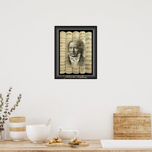 Ludwig van Beethoven~Rolled Classic Sheet Music~ Poster (Küche)