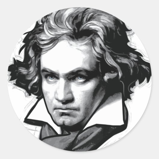Ludwig van Beethoven Runder Aufkleber (Vorderseite)