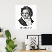 Ludwig van Beethoven, schwarz Poster (Heimbüro)