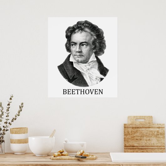 Ludwig van Beethoven, schwarz Poster (Küche)