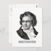 Ludwig van Beethoven, schwarz Postkarte (Vorne/Hinten)
