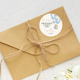 Lue Teddy Bear Oh Boy Balloon Baby Dusche Runder Aufkleber