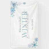 lue Winter Wonderland Schneeflocke Erste Geburtsta Banner (Vertikal)