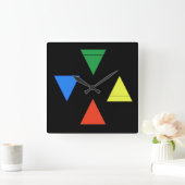 Luft-Feuer-Wasser-Erde Quadratische Wanduhr (Zuhause)