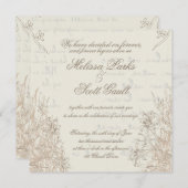 Luft, frisch, Creme, Vintage Hochzeit Einladung (Vorne/Hinten)