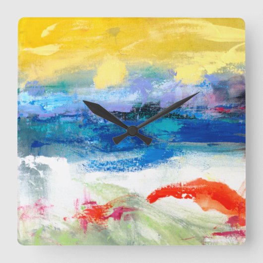 Luft offensichtliches I Quadratische Wanduhr (Vorderseite)