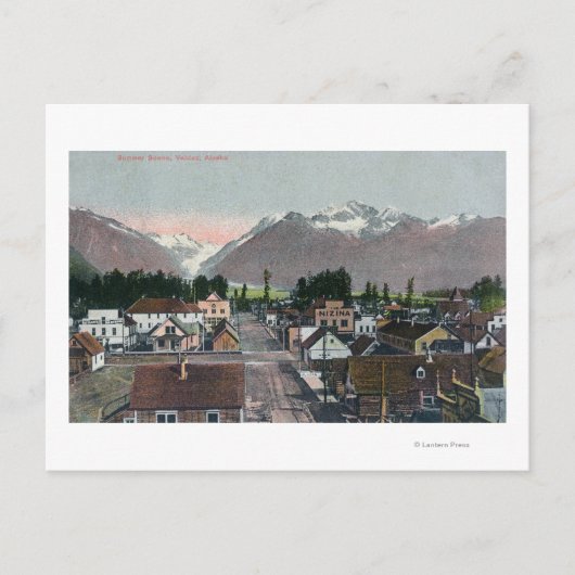 Luft-Sommer-Sicht auf die Stadt Valdez, AK Postkarte (Vorderseite)