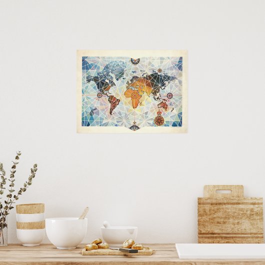 Luftafrikanischer Plan der Welt Poster (Küche)