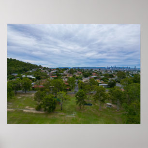 Luftansicht Bill Hewitt Reserve Brisbane Skyline Poster