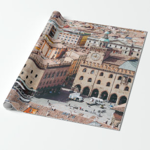 Luftansicht des Piazza Maggiore Platzes und San Pe Geschenkpapier