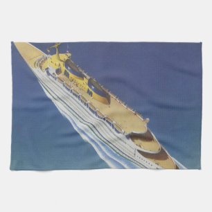 Luftansicht eines Vintage-Kreuzfahrtschiffs im Oze Handtuch