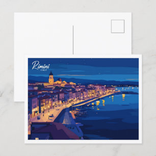 Luftansicht Rimini Italien Illustration Reise Postkarte