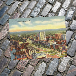 Luftansicht Savannah GA Retro Postkarte