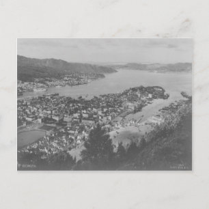 Luftansicht von Bergen Vintage-Postkarte Postkarte