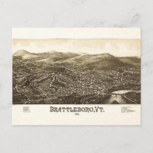 Luftansicht von Brattleboro, Vermont (1886) Postkarte